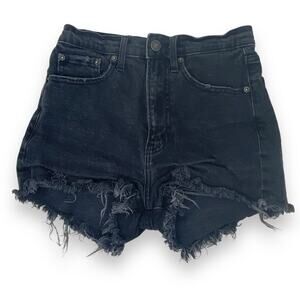 Abercrombie & Fitch High Rise Short Black Distressed Raw Hem Women’s Size 0 / 25